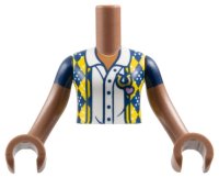 LEGO part Torso Mini Doll Girl Dark Blue Vest with Yellow and White Diamonds over Blouse Pattern, Medium Brown Arms with Hands with Dark Blue Short Sleeves FTGpb412c01