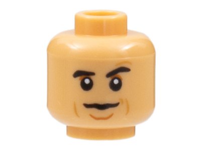 LEGO part Minifigure, Head Black Eyebrows, Dark Orange Eye Shadow and Chin Dimple, Nougat Cheek Lines, Neutral Pattern - Hollow Stud (3626pb3066)