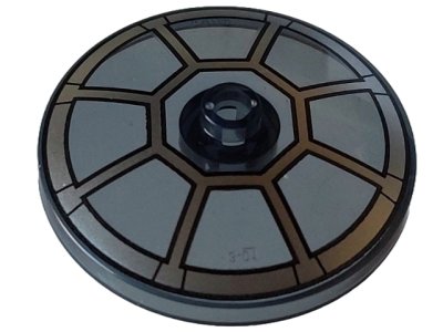 LEGO part Dish 4 x 4 Inverted (Radar) with Open Stud with Silver Radial TIE Bomber Cockpit Pattern (35394pb008)