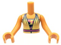 LEGO part Torso Mini Doll Girl Bright Light Yellow Dress Top with Bright Pink Waist Line over Undershirt with Strawberries Pattern, Nougat Arms with Hands FTGpb258c01