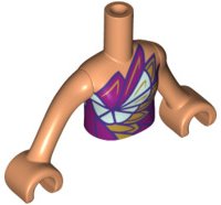 LEGO part Torso Mini Doll Girl Strapless Dress Top with Gold, Light Aqua and Magenta Pattern, Nougat Arms with Hands FTGpb321c01