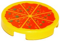 LEGO part Baldosa, Redonda 2 x 2 con Soporte Stud Inferior con Patrón Pizza 14769pb011