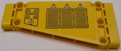 LEGO onderdeel Technic, Panel Plate 5 x 11 x 1 Tapered with Air Outlet Grilles, Hatches and Electricity Danger Signs Pattern Model Right Side (Sticker) - Set 42055 (18945pb005R)