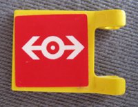 LEGO part Drapeau 2 x 2 Carré avec Motif Logo Train Blanc sur Fond Rouge sur les Deux Côtés (Autocollants) - Set 4556 2335pb055