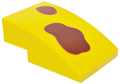 LEGO part Slope, Curved 3 x 2 with Reddish Brown Splotches Pattern (24309pb052)