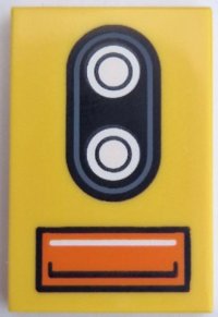 LEGO onderdeel Tile 2 x 3 with Double Silver and Black Car Headlight and Orange Direction Indicator Pattern 26603pb338