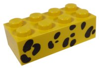 LEGO onderdeel Steen 2 x 4 met Zwart Dier Vlekken Patroon 3001pb007