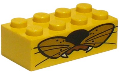 LEGO part Brick 2 x 4 with Whiskers and Fangs Pattern (3001pb013)