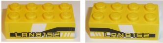 LEGO part Stein 2 x 4 with 'LAN8152' on Black and White Pattern on Both Sides (Stickers) - Set 8152 (3001pb113)