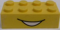 LEGO part Stein 2 x 4 con Patrón de Sonrisa Boca Abierta (Pegatina) - Set 5475 3001pb166