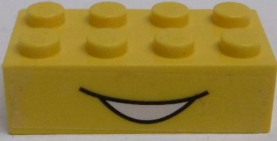 LEGO part Stein 2 x 4 con Patrón de Sonrisa Boca Abierta (Pegatina) - Set 5475 (3001pb166)
