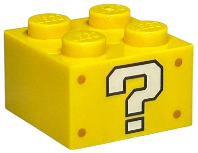 LEGO onderdeel Steen 2 x 2 met Wit Vraagteken en Medium Nougat Klinknagels Patroon op Tegenovergestelde Zijden (Super Mario ? Blok) (3003pb118)