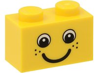 LEGO part Brick 1 x 2 with Eyes and Freckles and Smile Pattern 3004pb085