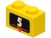 LEGO part Mattone 1 x 2 con Motivo Numero 5 Bianco Marcatore 3004px2