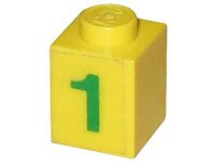 LEGO part Stein 1 x 1 mit grünem Muster Nummer 1 (Aufkleber) - Set 7740 3005pb007