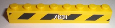 LEGO part Mattone 1 x 8 con Motivo '7631' Bianco e Strisce di Pericolo Nere e Gialle Lato Destro Modello (Adesivo) - Set 7631 (3008pb106R)