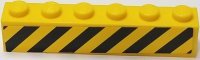 LEGO part Brique 1 x 6 avec motif Rayures Danger Noir et Jaune Longueur Complète (Autocollant) - Set 60122 3009pb219