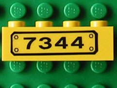 LEGO part Brique 1 x 4 avec motif '7344' Noir (Autocollant) - Set 7344 (3010pb002)