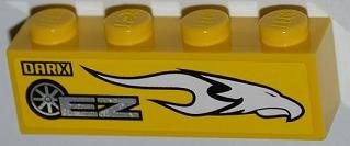 LEGO part Brique 1 x 4 with White Eagle Head, 'EZ' and 'DARX' Pattern Model Right Side (Sticker) - Set 8148 (3010pb164R)