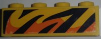 LEGO part Brick 1 x 4 with Black and Orange Flames Pattern Model Right Side (Sticker) - Set 60295 3010pb353R
