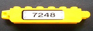 LEGO part Scharnier-Stein 1 x 6 Locking, 9 Teeth with Black '7248' on White Background Pattern Model Left Side (Sticker) - Set 7248 (30388pb001Lb)