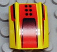 LEGO part Schräge, Curva 2 x 2 Labbro con Motivo Puntini Neri e Scoop su Rosso 30602pb020
