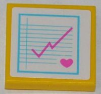 LEGO onderdeel Tegel 2 x 2 met Roze Hart en Medisch Kaart Patroon (Sticker) - Set 3188 3068pb0754
