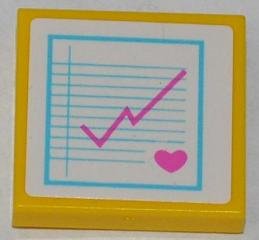LEGO part Fliese 2 x 2 mit rosa Herz und medizinisches Diagramm Muster (Aufkleber) - Set 3188 (3068pb0754)
