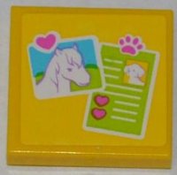 LEGO onderdeel Tegel 2 x 2 met Paardenhoofd Foto en Honden ID Patroon (Sticker) - Set 3188 3068pb0755