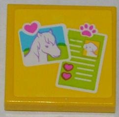 LEGO part Fliese 2 x 2 mit Pferdekopf Foto und Hunde-ID Muster (Aufkleber) - Set 3188 (3068pb0755)