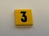 LEGO part Fliese 2 x 2 mit schwarzer Nummer 3 auf gelbem Hintergrund-Muster (Aufkleber) - Set 60110 (3068pb1257)