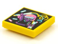 LEGO part Piastrella 2 x 2 with BeatBit Album Cover - Dark Purple Girl with Glowsticks Pattern 3068pb1564