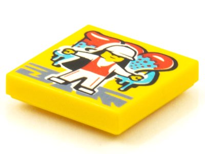 LEGO part Piastrella 2 x 2 with BeatBit Album Cover - Minifigure in White Cap and Red Tank Top Pattern (3068pb1579)