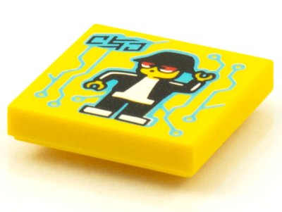 LEGO part Fliese 2 x 2 mit BeatBit Album Cover - Minifigur Tanzroboter mit Medium Azure Schaltkreis Muster (3068pb1593)