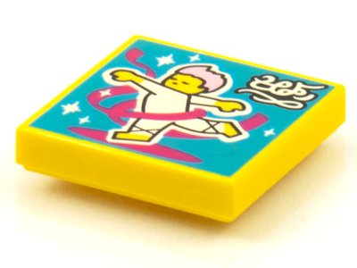 LEGO part Fliese 2 x 2 mit BeatBit Album Cover - Ballettänzerin mit Magenta Streamer Muster (3068pb1604)