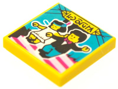 LEGO part Tile 2 x 2 with BeatBit Album Cover - Man and Woman on Stairs Pattern (3068pb1622)