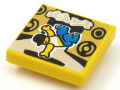 LEGO part Tile 2 x 2 with BeatBit Album Cover - Breakdancer and Speakers Pattern (3068pb1623)