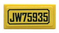 LEGO part Carreau 1 x 2 with 'JW75935' Pattern (Sticker) - Set 75935 3069pb0786