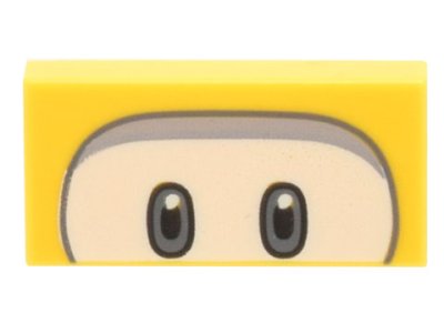 LEGO part Tile 1 x 2 with Black and Dark Bluish Gray Eyes on White Background, Light Bluish Gray Curved Line Pattern (Super Mario Dorrie) (3069pb1034)