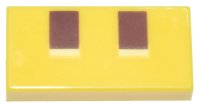 LEGO part Tile 1 x 2 with Pixelated Reddish Brown and Bright Light Yellow Rectangles Pattern (Minecraft Sniffer Nostrils) 3069pb1255