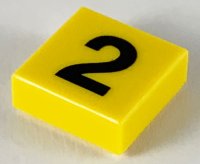 LEGO part Piastrella 1 x 1 con Numero Nero 2 Pattern 3070p02
