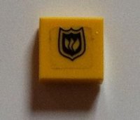 LEGO part Tile 1 x 1 with Black Fire Logo Badge Pattern (Sticker) - Set 7240 3070pb054
