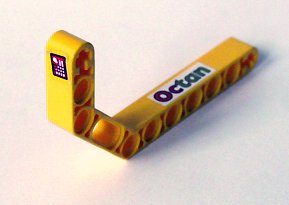 LEGO part Technic, Liftarm, Modified Bent Thick 1 x 11.5 Double with Octan and Taillight Pattern Model Right (Stickers) - Sets 2129 / 8205 (32009pb001R)