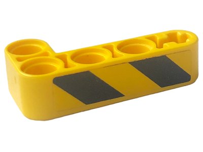LEGO part Technic, Liftarm, Modified Bent Thick L-Shape 2 x 4 with Black and Yellow Danger Stripes Pattern Model Right Side (Sticker) - Set 42094 (32140pb22R)