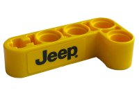LEGO part Technic, Liftarm, Modified Bent Thick L-Shape 2 x 4 with Black Jeep Logo Pattern Model Right Side (Sticker) - Set 42122 32140pb24R