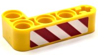 LEGO part Technic, Liftarm, Modified Bent Thick L-Shape 2 x 4 with Red and White Danger Stripes Pattern Side A (Sticker) - Set 42097 32140pb25a