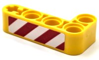 LEGO part Technic, Liftarm, Modified Bent Thick L-Shape 2 x 4 with Red and White Danger Stripes Pattern Side B (Sticker) - Set 42097 32140pb25b