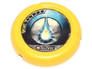 LEGO part Throwing Disk con Throwbot Scuba / Slizer Sub 2 Pips, LEGO Technic Logo, y Water Drop Emblem Pattern (32171pb025)