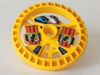 LEGO part Technic, Disk 5 x 5 - RoboRider Talisman Wheel, Dynamite Mold with Robot Pattern 32356pb01