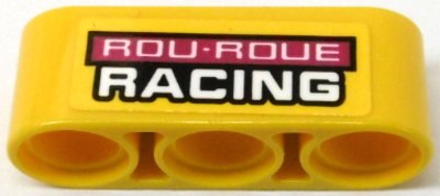 LEGO part Technic, Liftarm Spesso 1 x 3 con Motivo 'ROU-ROUE RACING' (Adesivo) - Set 42095 (32523pb15)